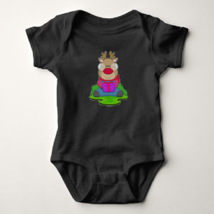 Reindeer Christmas Scarf Baby Bodysuit