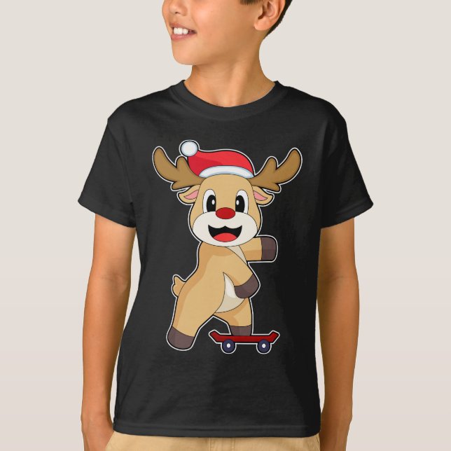 Reindeer Christmas Skater T-Shirt (Front)