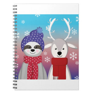 reindeer christmas sloth notebook