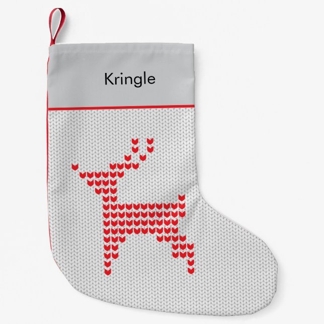 Reindeer Christmas Sweater Small Christmas Stocking (Front)