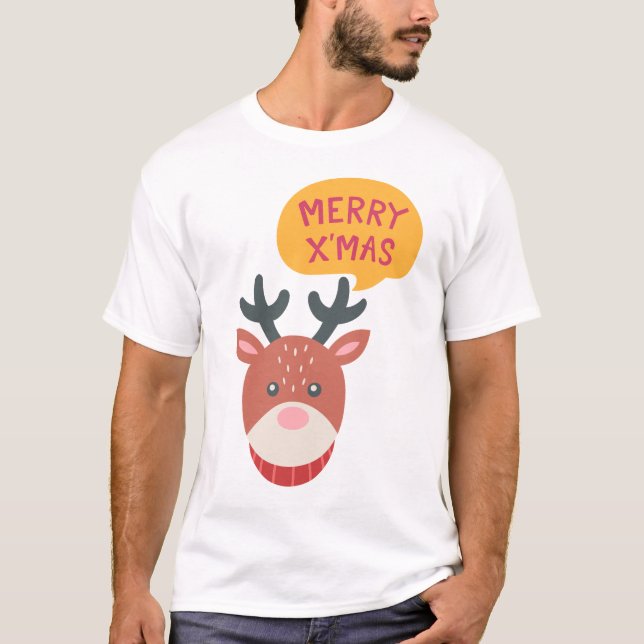 reindeer Christmas t-shirt  (Front)