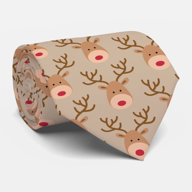 Reindeer Christmas Tie (Rolled)