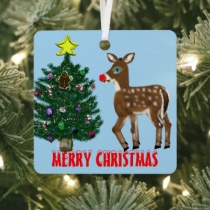 Reindeer Christmas Tree Metal Tree Decoration