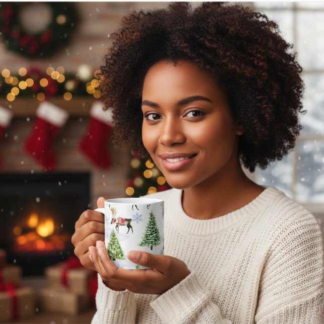 Reindeer Christmas Tree Pattern Coffee Mug (Creator Uploaded)