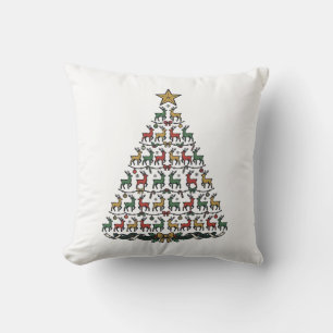 Reindeer Christmas Tree Vintage Engraving Shirt_1 Cushion