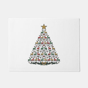 Reindeer Christmas Tree Vintage Engraving Shirt_1 Doormat