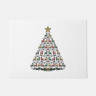 Reindeer Christmas Tree Vintage Engraving Shirt_1 Doormat