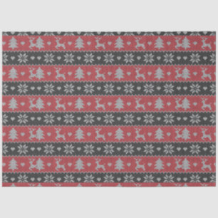 Reindeer Christmas Trees Hearts Red Christmas Tissue Paper