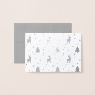 Reindeer Christmas Trees Silver Foil Card