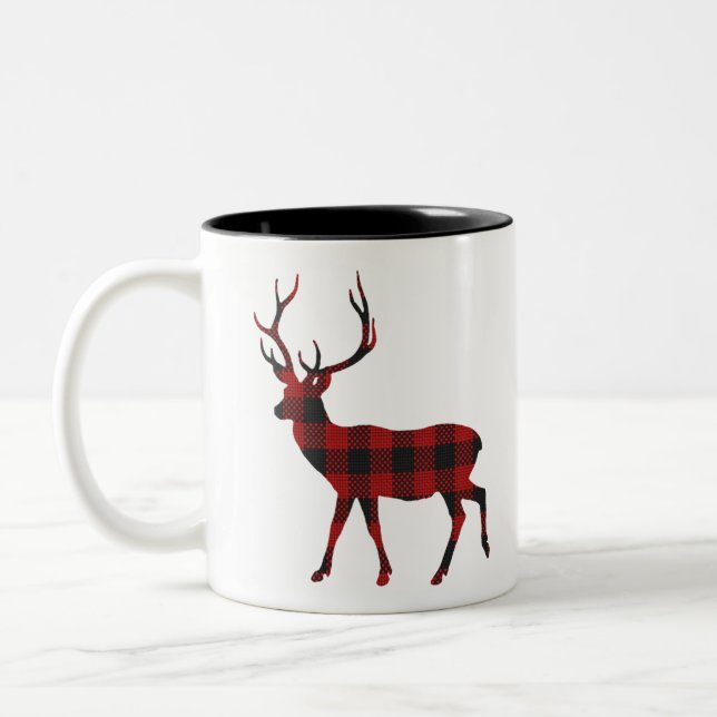 Reindeer Christmas Two-Tone Coffee Mug (Left)