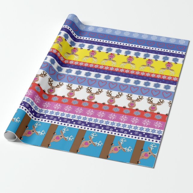 reindeer christmas wrapping paper (Unrolled)