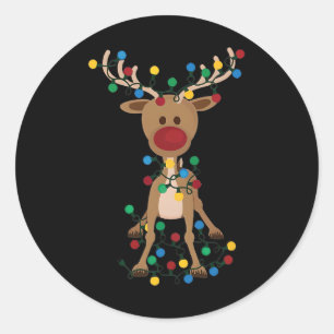 Reindeer Christmas Xmas For Women Men Classic Round Sticker