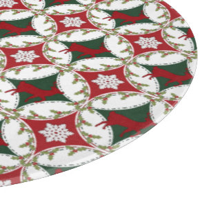 Reindeer Circles-1-12in ROUND GLASS CUTTING BOARD