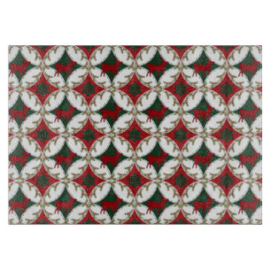 Reindeer Circles-2-11x8 GLASS CUTTING BOARD