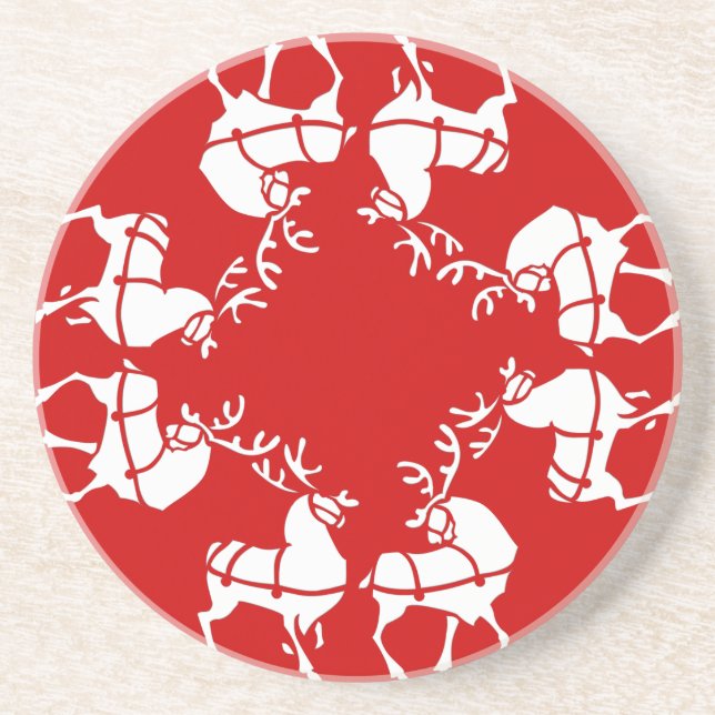 Reindeer Coasters Custom Christmas Coasters (Front)