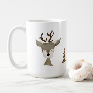 Reindeer Coffee Mug   Holiday   15 oz   Ceramic