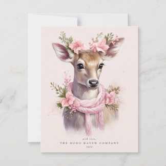 Reindeer Corporate/Family Retro Holiday Flat Card