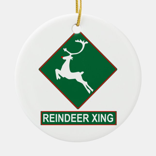 Reindeer Crossing Ornament (Front)