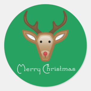 Reindeer Cupcake Toppers/Stickers Classic Round Sticker