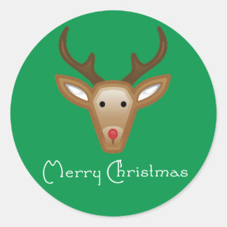 Reindeer Cupcake Toppers/Stickers Classic Round Sticker
