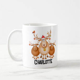 Reindeer Custom Kids Hot Chocolate Mug with Name