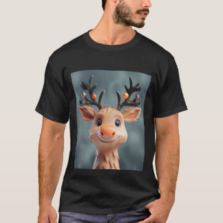 Reindeer Cute Christmas Spirit With Jingle bells   T-Shirt