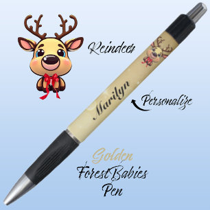 Reindeer Cute Funny Xmas Deer w/ Antlers Gold 🦌