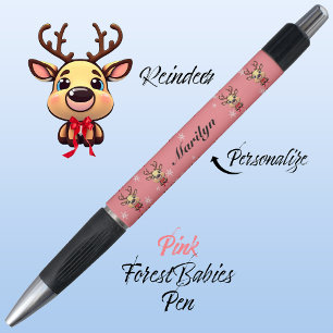 Reindeer Cute Funny Xmas Deer w/ Antlers Pink 🦌