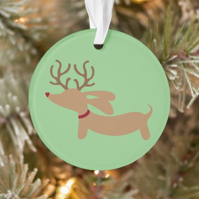 Reindeer Dachshund Christmas Tree Ornament (Tree)