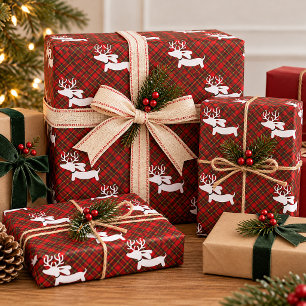 Reindeer Dachshund Christmas Wrapping Paper Sheets