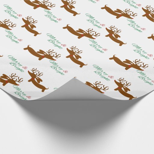 Image of Reindeer Dachshund Merry & Bright Wrapping Paper
