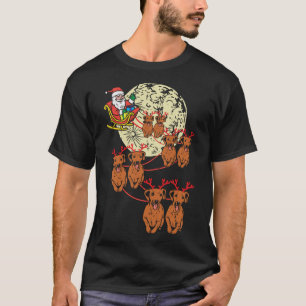 Reindeer Dachshund Santa Christmas Pet Weiner Dog T-Shirt