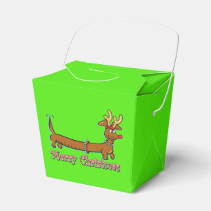 Reindeer Dachsund Merry Christmas Favour Box