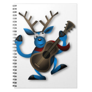 Reindeer Dancing Guitar Instrument Christmas Noel. Notebook