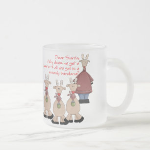 Reindeer Dear Santa Shirt Frosted Glass Coffee Mug