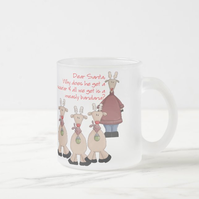 Reindeer Dear Santa Shirt Frosted Glass Coffee Mug (Right)