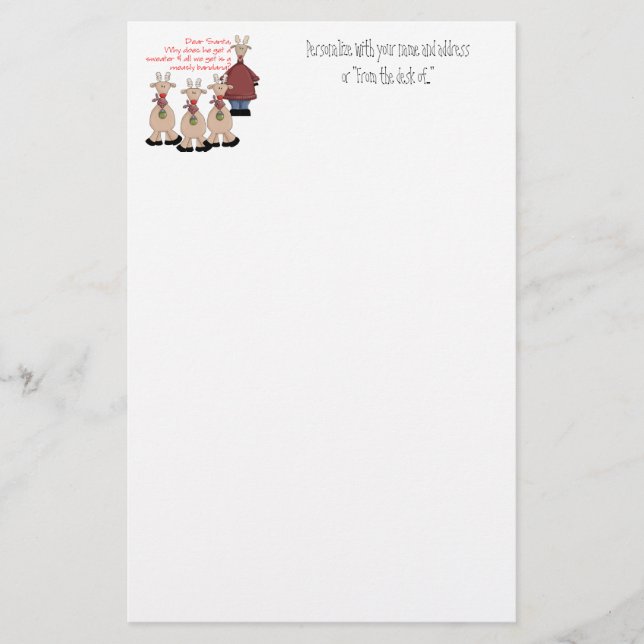 Reindeer Dear Santa Shirt Stationery (Front)