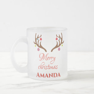 Reindeer decor- Merry christmas  Frosted Glass Coffee Mug