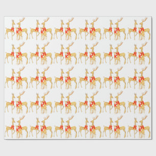 Reindeer Decorations on White Wrapping Paper