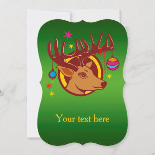 Reindeer / Deer / Christmas + your text & backgr. Holiday Card