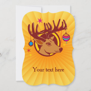 Reindeer / Deer / Christmas + your text & backgr. Holiday Card