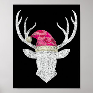 Reindeer Deer Nk Camo Santa Hat Christmas Pajama H Poster