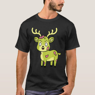   Reindeer Deer Zombie Halloween Cute Animal Graph T-Shirt
