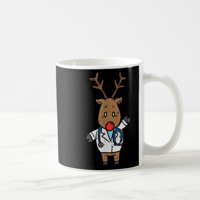 Reindeer Doctor Nurse Stethoscope Medical Christma Coffee Mug (Right)