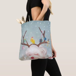 Reindeer Dog with Christmas Ornaments Tote Bag