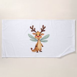 Reindeer Dragonfly Beach Towel