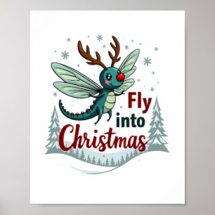 Reindeer Dragonfly Poster