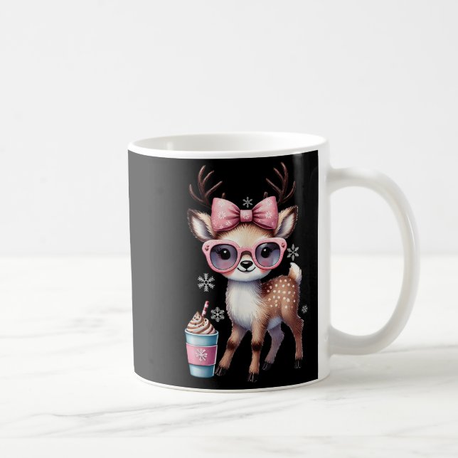 Reindeer Drinking Hot Chocolate Bougie Women Girls Coffee Mug (Right)