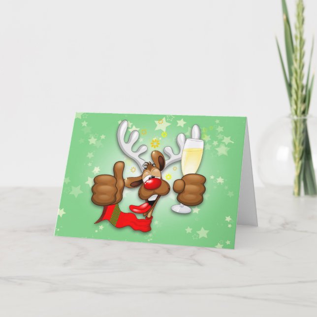 Reindeer Drunk Funny Christmas Character Card (Front)