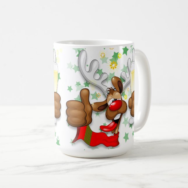 Reindeer Drunk Funny Christmas Character Coffee Mug (Front Right)